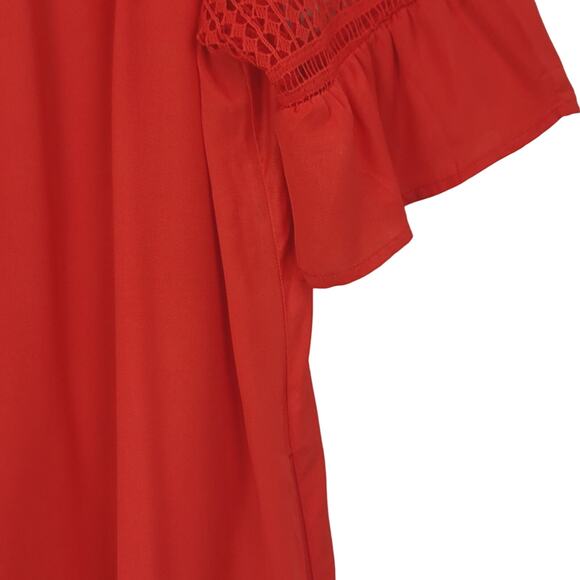 Suzanne Betro Open Crochet Lace Tomato Red Swing Dress, Size XL, NWT - Picture 8 of 12
